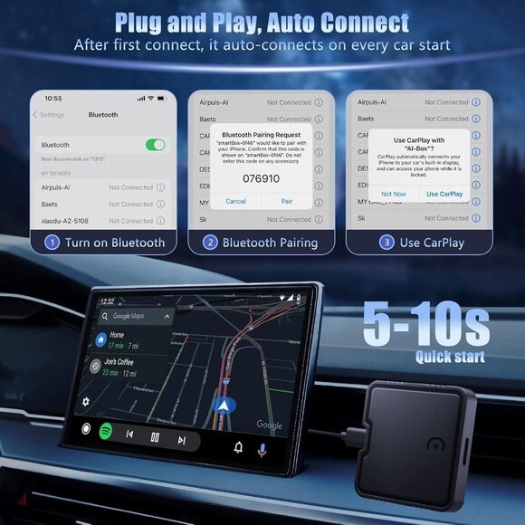 Wireless CarPlay Adapter, Car Play Adapter with Netflix/YouTube - Picture 8 of 9